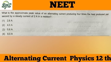 What is the approximate peak value of an alternating current producing four times the heat produced
