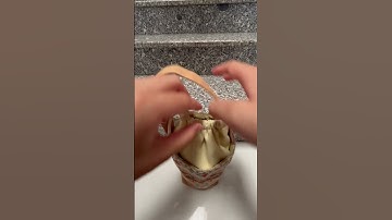 Túi vải cầm tay Thổ Cẩm màu nâu be phù hợp mọi loại bình ly giữ nhiệt