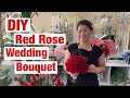 Diy red rose wedding bouquet