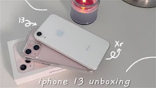 iphone 13 128gb ( pink  ) aesthetic unboxing  + setup ☄ *upgrading from xr!*