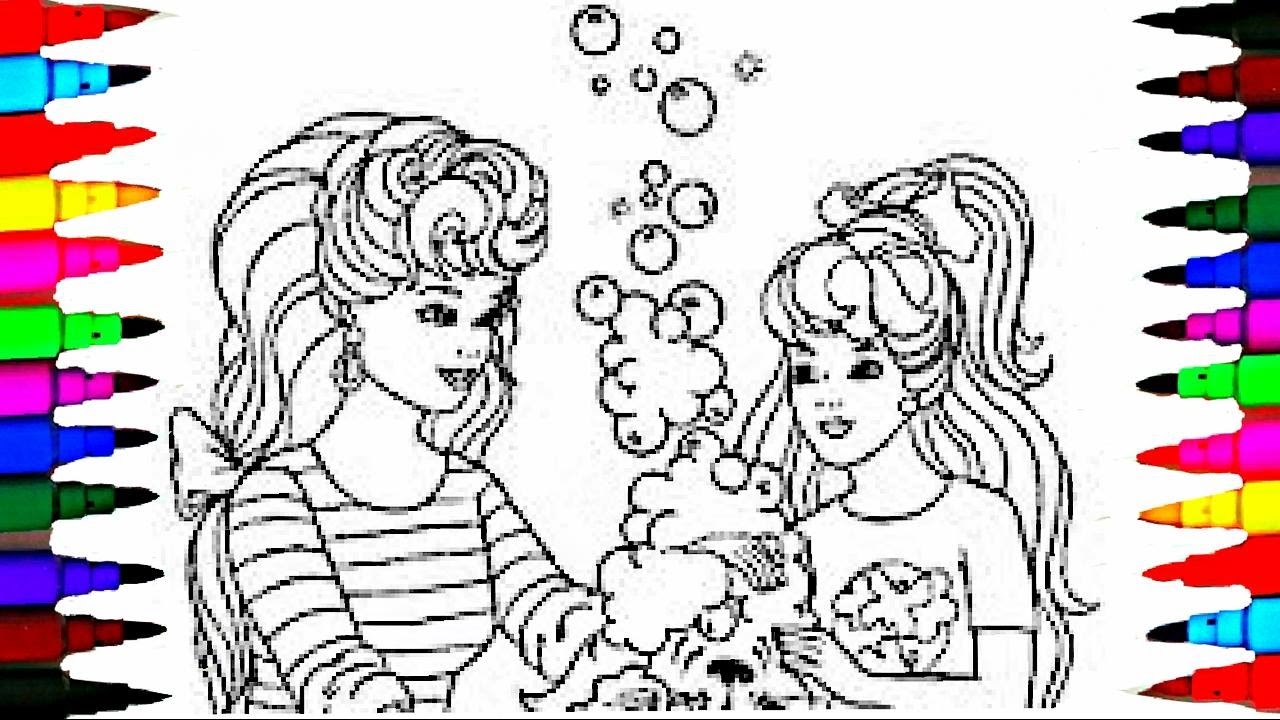 Coloring Pages Barbie Stacie Dog Bubble Bath Book Videos Children