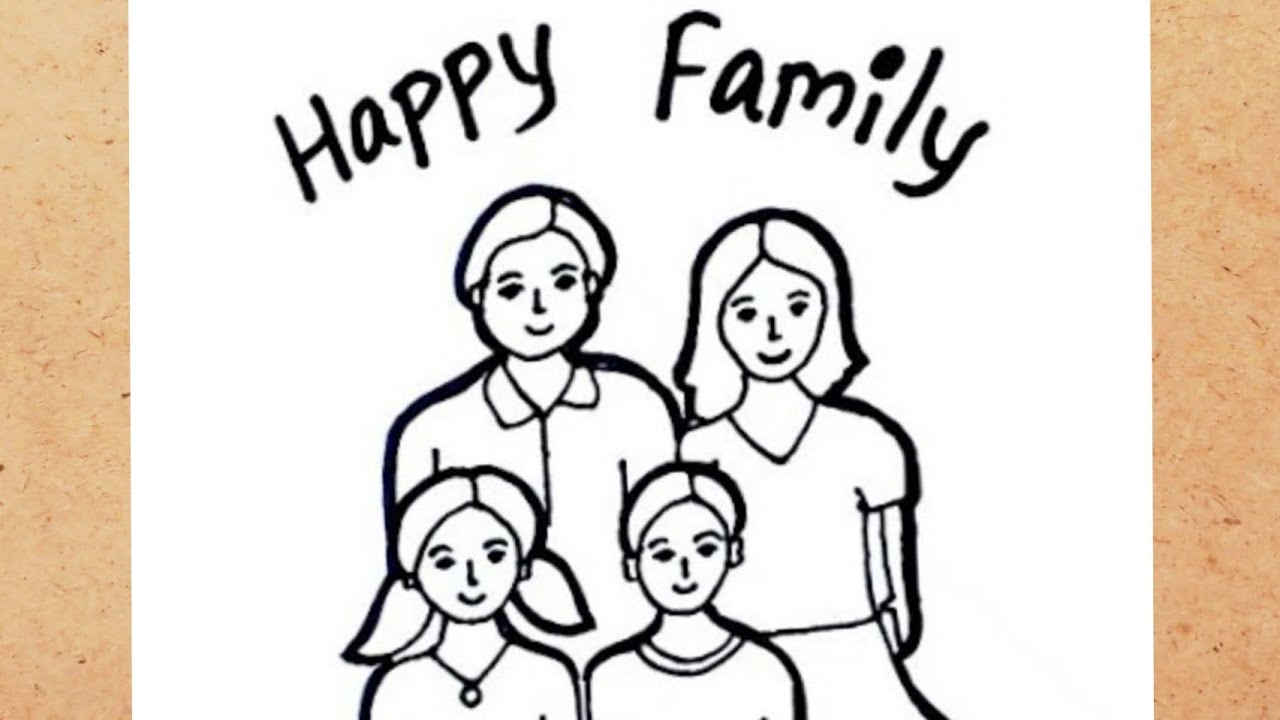 How to draw a simple family with 4 members easily  YouTube