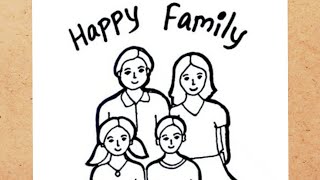 How to draw a simple family with 4 members easily
