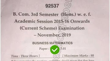 2019 Mdu BCom Hons 3rd Sem Business Mathematics Question Paper