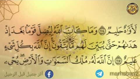 القرآن الكريم(الجزء الحادي عشر ) صوت الشيخ علي جابر ورة التوبة من الأية(٩٢)إلى الأية(١٢٩)