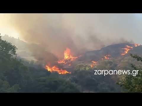 Δύσκολη η κατάσταση με τη φωτιά στο Σέλινο - Απειλούνται κατοικίες