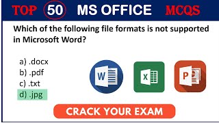 Top 50 MS Office MCQs || Microsoft Office MCQs questions with answers || MS Word, MS Excel, PPT screenshot 4