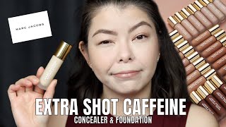 MARC JACOBS EXTRA SHOT CAFFEINE CONCEALER &amp; FOUNDATION | Wear Test on Dry, Acne Skin | Mikilea