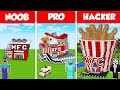 KFC FAST FOOD RESTAURANT HOUSE BUILD CHALLENGE - NOOB vs PRO vs HACKER / Minecraft Battle Animation