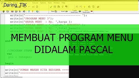 Belajar Pascal :  Contoh Prosedur Didalam Program Pascal || Program Menu