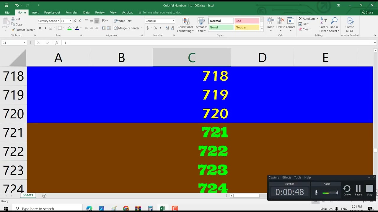 Colorful numbers 1 to 1000 part 4