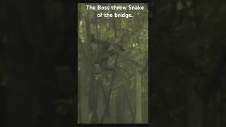 Snake getting thrown of the bridge in metal gear solid 3: snake eater