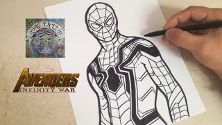 COMO DIBUJAR A IRON SPIDER DE AVENGERS INFINITY WAR | how to draw iron  spider infinity war - YouTube