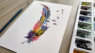 How to paint realistic iridescent coloured feathers in watercolour - Nature  Studio