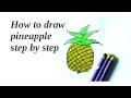 How to Draw a Pineapple Step by Step | Easy Fruit Drawing for Kids and beginners