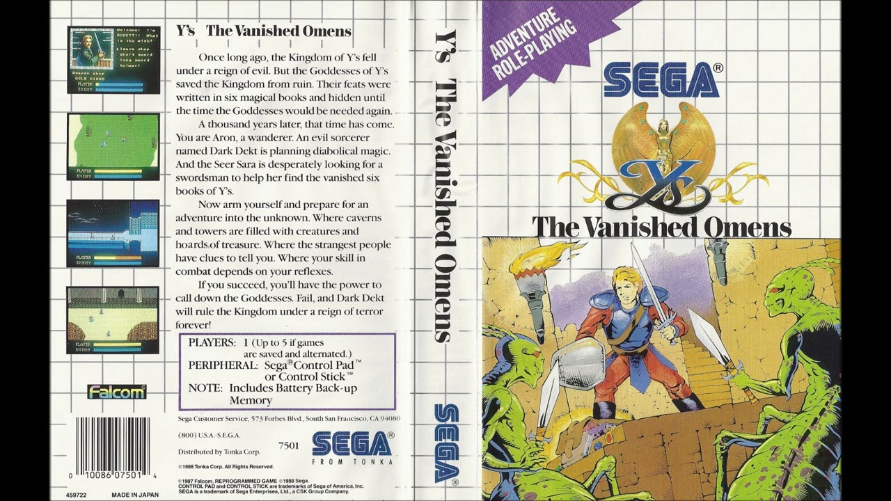 Ys: Ancient Ys Vanished Omen (PSG) | SEGA Master System Full 