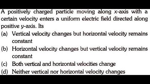 A positively charged particle moving along x-axis with a certain velocity enters a uniform electric