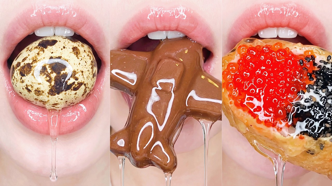 ASMR Glossy FOOD Mukbang | No Talking Eating Sounds #3 - YouTube
