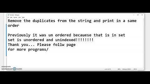 Remove Duplicates from String | Python Programming | Python Interview Programs