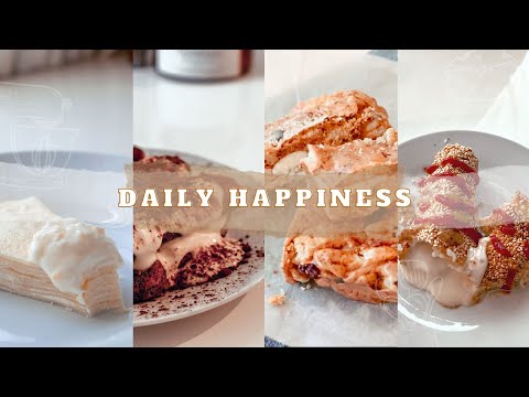 ASMR cooking vlog || Korean hot dog. Crepe cake. Nougat. Tiramisu || daily happiness