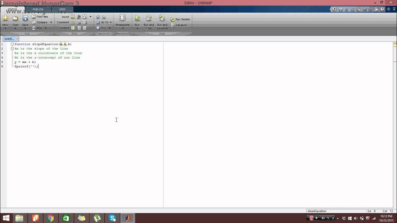 How to write and call a function using matlab - YouTube