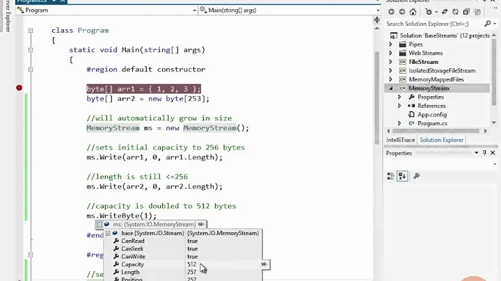 .Net 4.5 Streaming Tutorial 86 - Demo MemoryStream