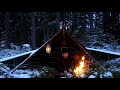 3 Days Winter Bushcraft in Snow and Ice - Canvas Poncho Shelter - Sleeping on Reindeer Skin