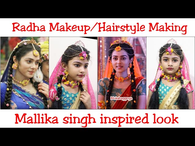 Cherry Style ❤.. Festive Janmasthami Radha makeup & hairstyle // Kids Stage  performance makeup 2019 - YouTube