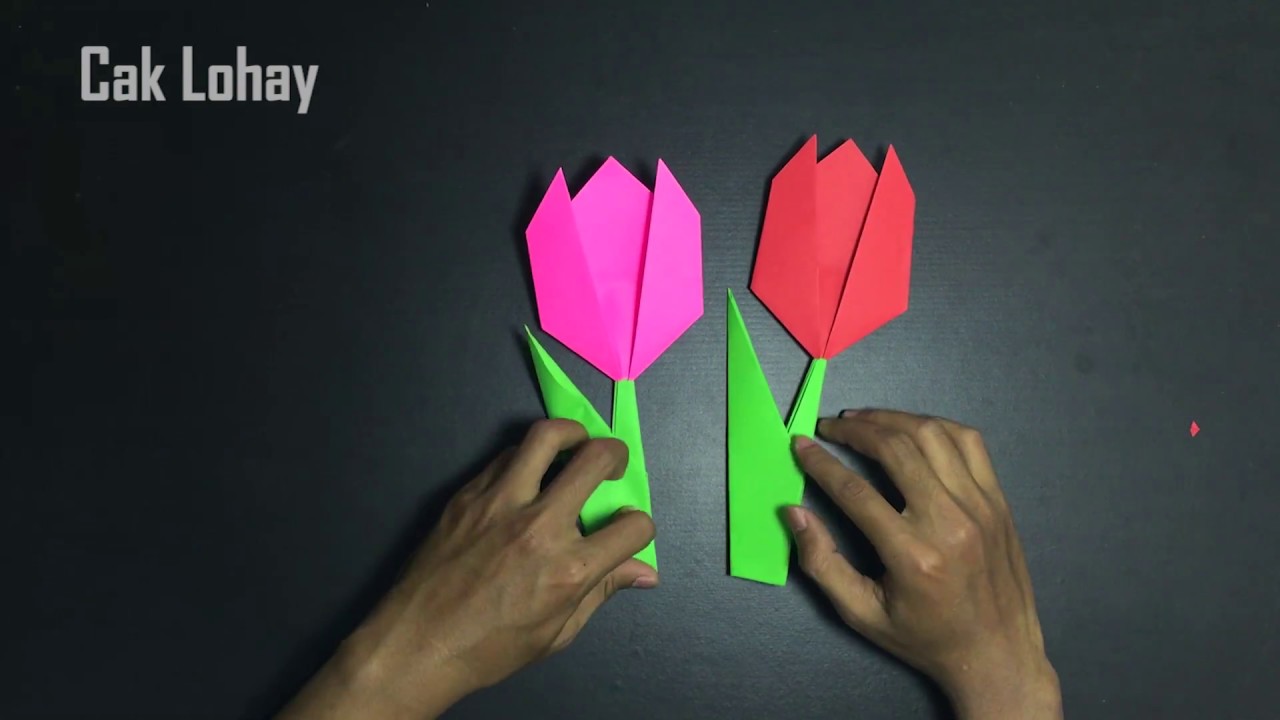  Origami  Bunga  Tulip  Cara Membuat Origami Bunga Tulip  