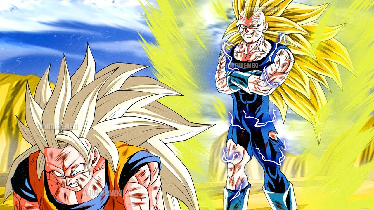 Goku SSJ3 & Vegeta SSJ  Dibujos, Goku y vegeta peleando, Dragones