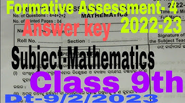 FA-4 Formative Assessment- 4 Subject Mathematics Class 9th Question with answer Dt-9/2/2023
