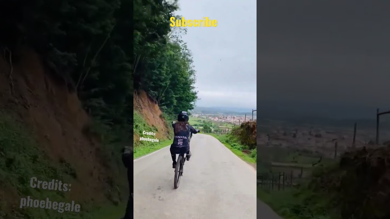 awesome MTB manual female cyclist