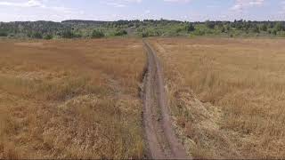 Пшеничное поле и разрезовские озера г. Назарово. Вид с птичьего полета на дроне
