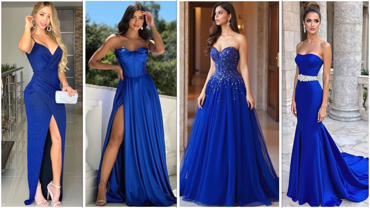 INSPIRATE CON LOS VESTIDOS AZUL REY MAS ELEGANTES #vestidoazul #vestidoselegantes
