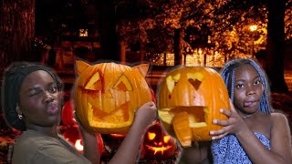 Our First time carving pumpkins! Our First Time Carving Pumpkins