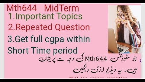 Mth644 Midterm Most Important And Repeated Questions Subjective Topic:1-42