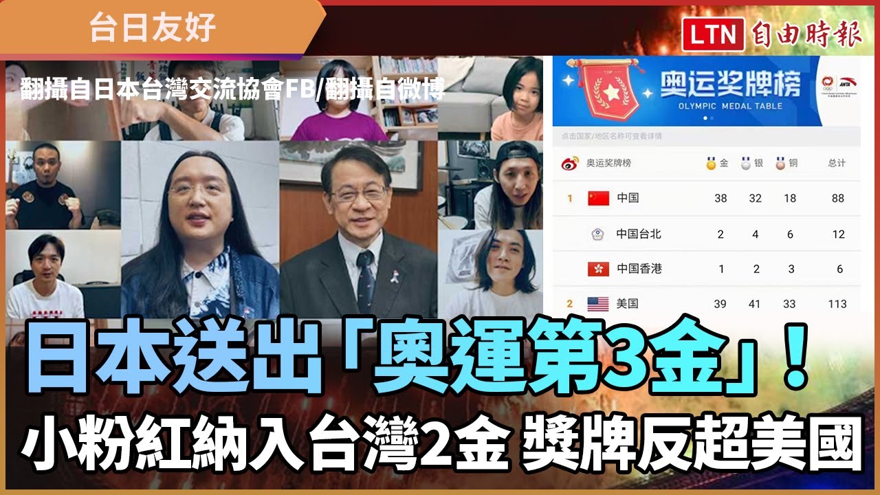 日本送出「奧運第3金」!小粉紅出招 納「中國台灣」2金獎牌反超美… 日本送出「奧運第3金」!小粉紅出招 納「中國台灣」2金獎牌反超美…