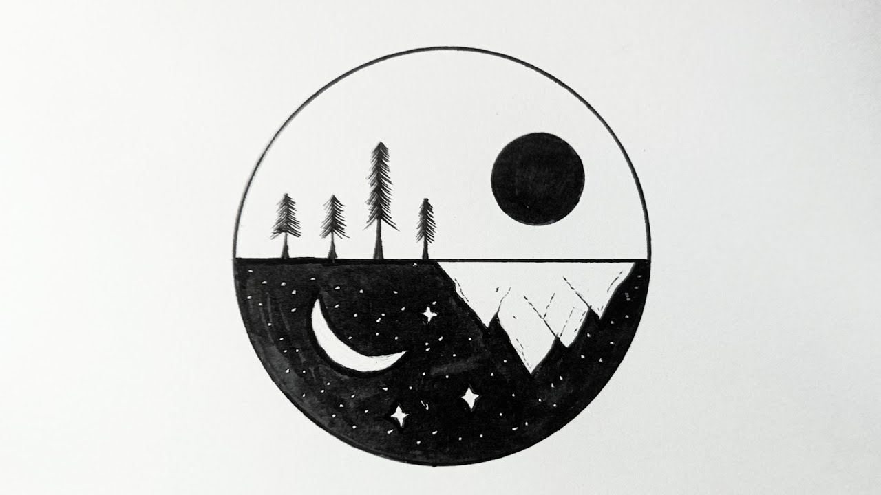 How To Draw Day And Night Easy Circle Drawing YouTube How To Draw Day And Night Easy Circle Drawing YouTube