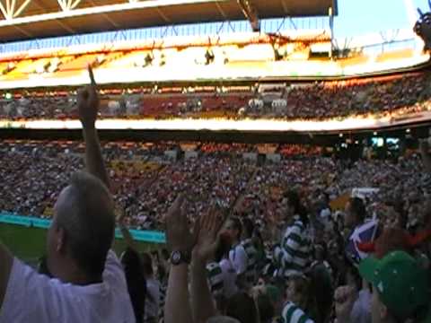 Celtic supporters singing Fields of Athenry during the game against Brisbane Roar FC.