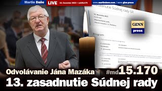 Live: 13. zasadnutie Súdnej rady - Odvolávanie Jána Mazáka #Tatragate #md15x168 image