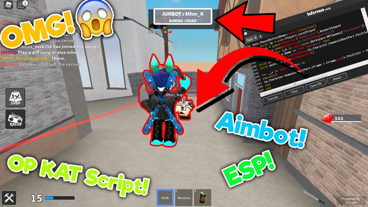 Free Roblox Kat Hack Script Op Script Aimbot Esp Bodypart Aimlock More Knife Ability Test Youtube - roblox knife ability test aimbot