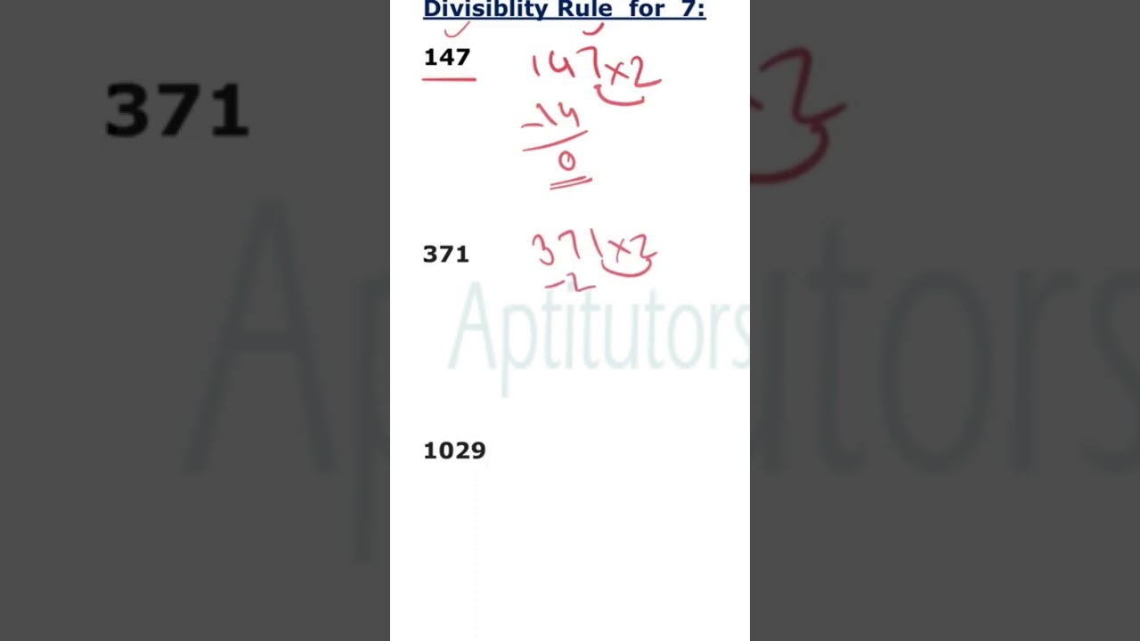 Rule for divisibility by 7.... Divisibility rule for prime number 7