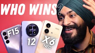 Best 5G Phone Under ₹15,000 | Samsung F15 vs Poco X6 Neo vs Realme 12 |