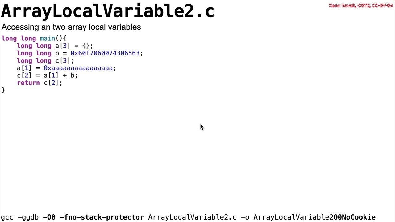 Arch1005: RISC-V Assembly 04 Local Variables 04 ArrayLocalVariable2.c 1 ...