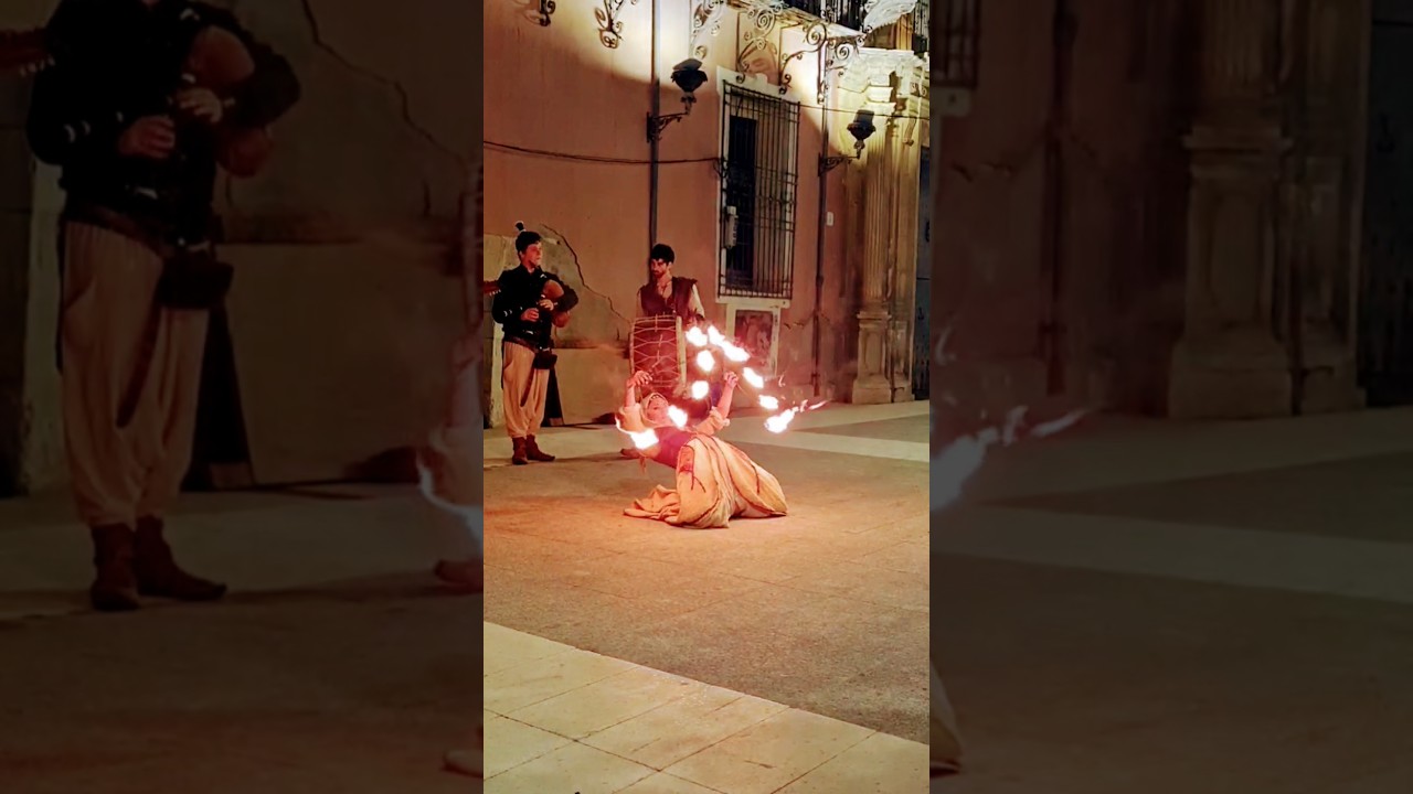 Fire performer Orihuela Medieval Market. 