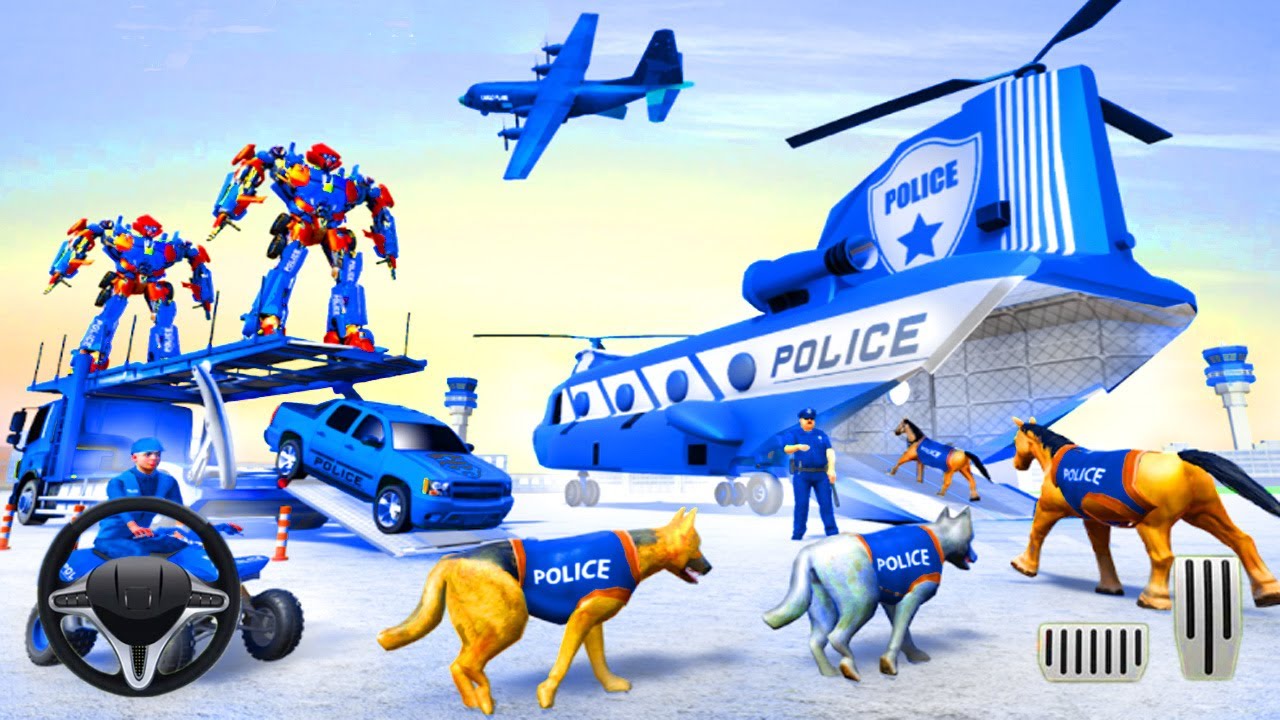 #1 Police Robot Dog Plane Car Transport Truck ATV Sim - Android Gameplay