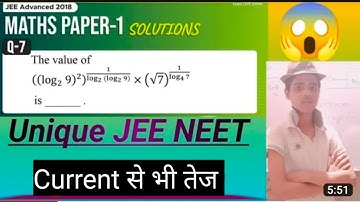 IIT-JEE Advanced 2018 paper 1 #unique JEE NEET PYQ solve  Question on logarithms log question paper