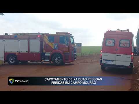 Capotamento deixa duas pessoas feridas em Campo Mourão