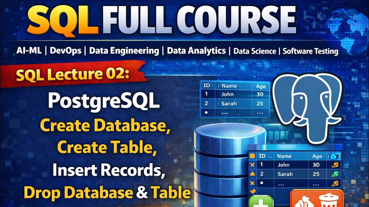 SQL Lecture 02: PostgreSQL Create Database, Create Table, Insert ...