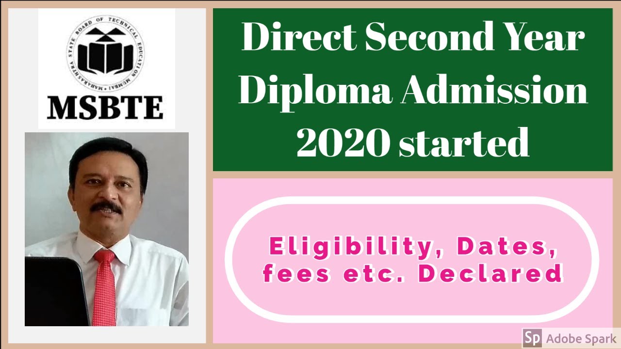 Direct Second Year Diploma  2020 Admission Process Start - MSBTE